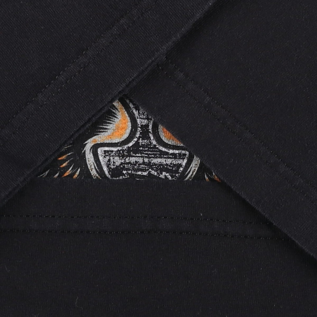 Harley-Davidson motorcycle t-shirt featuring dragon, eagle, and skull patterns. Men's size L equivalent. cotton black type Vintage Second Hand