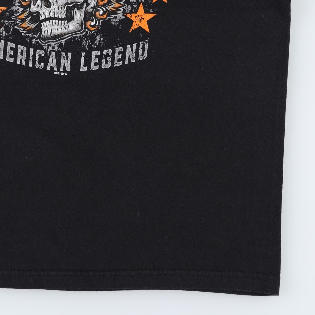 Harley-Davidson motorcycle t-shirt featuring dragon, eagle, and skull patterns. Men's size L equivalent. cotton black type Vintage Second Hand