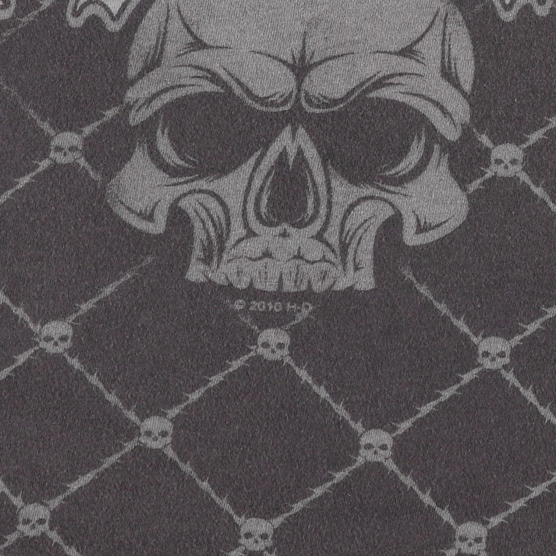 Harley-Davidson Skull Pattern, Eagle Pattern, Stars and Stripes Pattern Motorcycle T-Shirt, Men's XXL Equivalent cotton Charcoal Vintage Second Hand