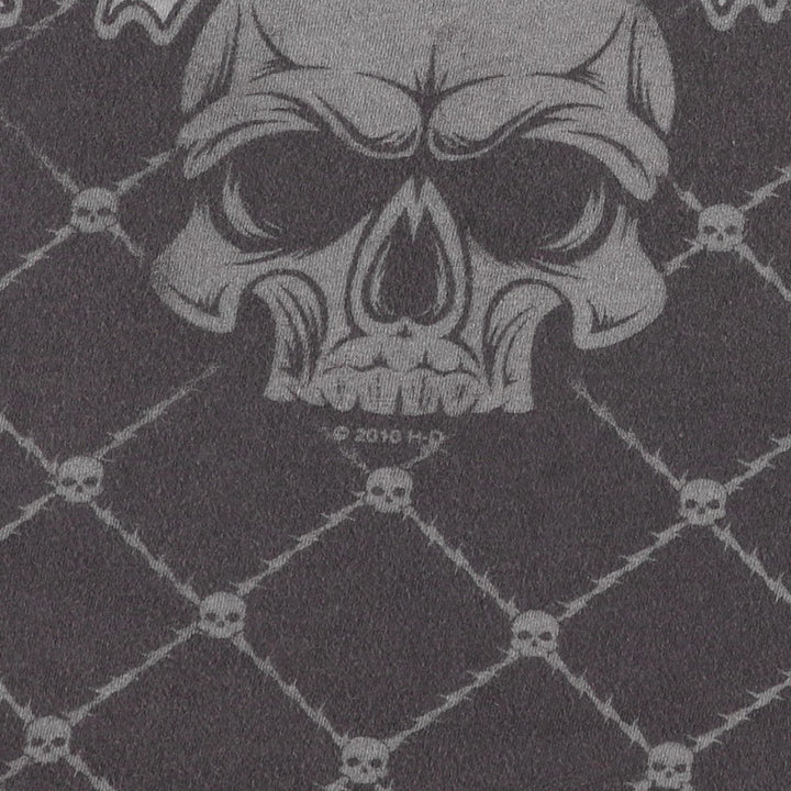 Harley-Davidson Skull Pattern, Eagle Pattern, Stars and Stripes Pattern Motorcycle T-Shirt, Men's XXL Equivalent cotton Charcoal Vintage Second Hand