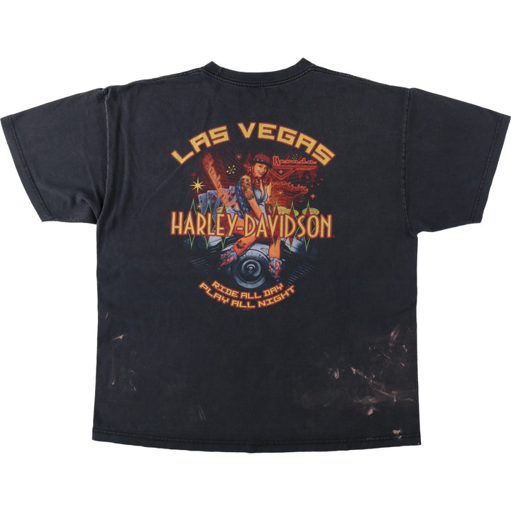 Harley-Davidson Pin-up Girl Motorcycle Bike T-shirt, Men's XXL unclear black type Vintage Second Hand
