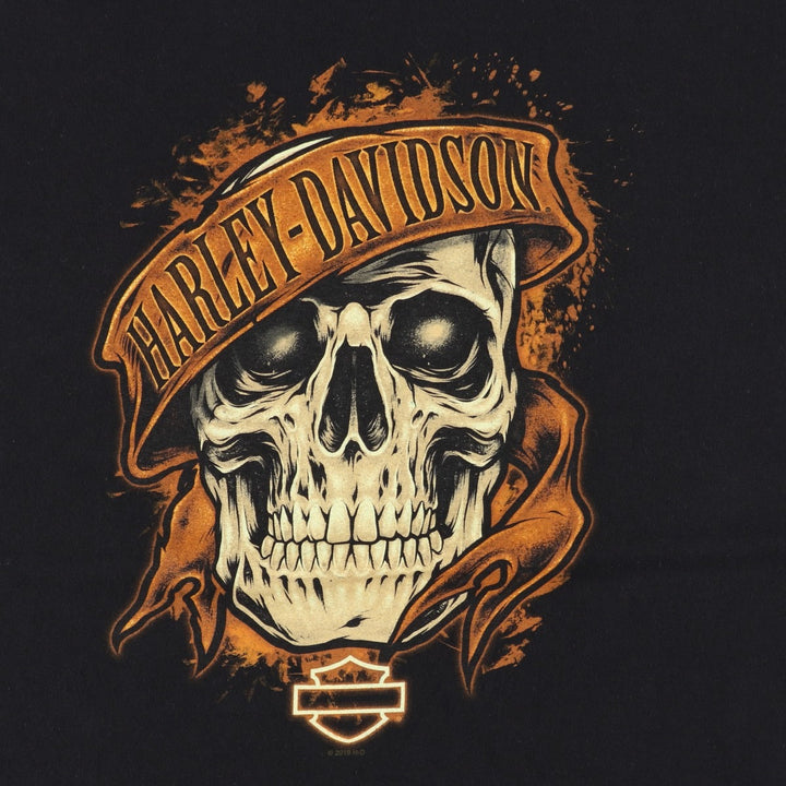 Harley-Davidson Skull Pattern Motorcycle Bike T-shirt Men's XL cotton black type Vintage Second Hand