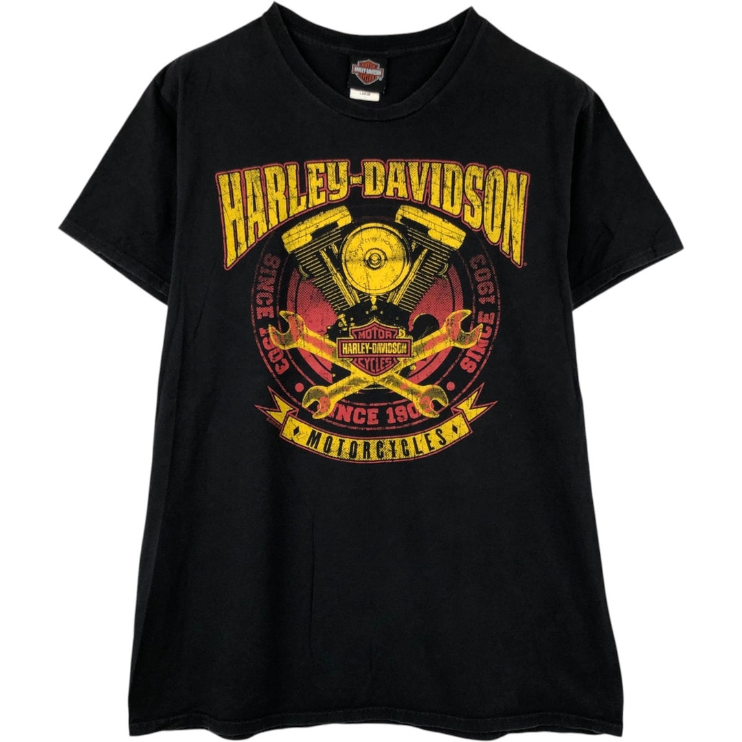 Harley-Davidson Pin-up Girl Motorcycle Bike T-shirt, Men's L size cotton black type Vintage Second Hand