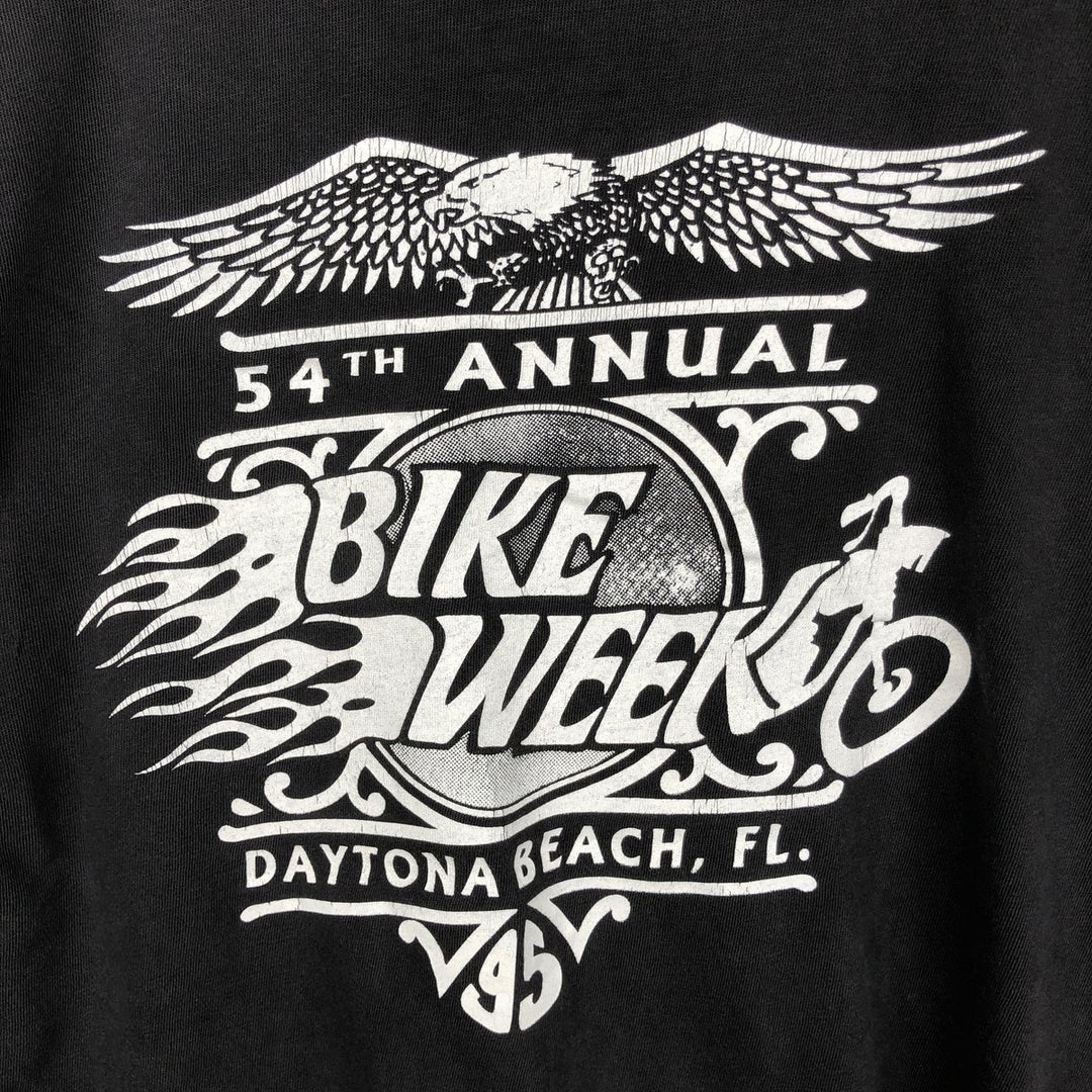 90'S Eagle Pattern Fire Pattern Motorcycle T-Shirt, Men's Size L (Equivalent), Vintage unclear black type Vintage Second Hand