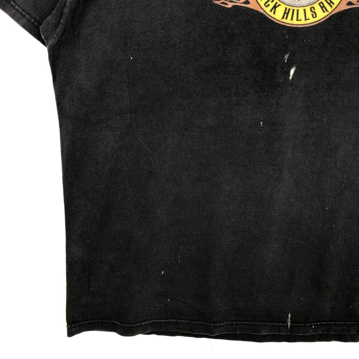 DELTA Pin-up Girl Fire Pattern Tribal Motorcycle T-Shirt (Men's XL equivalent) cotton black type Vintage Second Hand