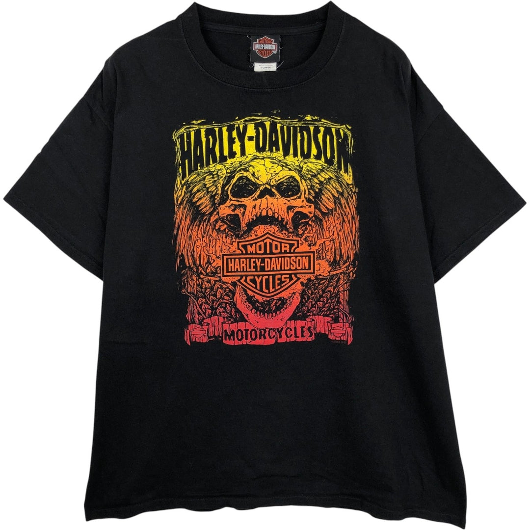 Harley-Davidson Skull Pattern with Wings, Motorcycle T-Shirt, Men's, Size XL cotton black type Vintage Second Hand