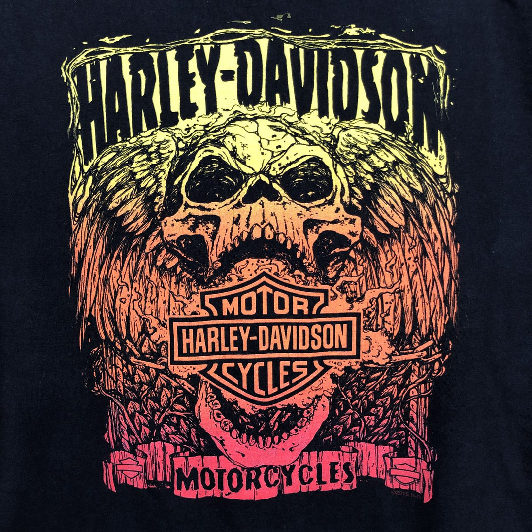 Harley-Davidson Skull Pattern with Wings, Motorcycle T-Shirt, Men's, Size XL cotton black type Vintage Second Hand