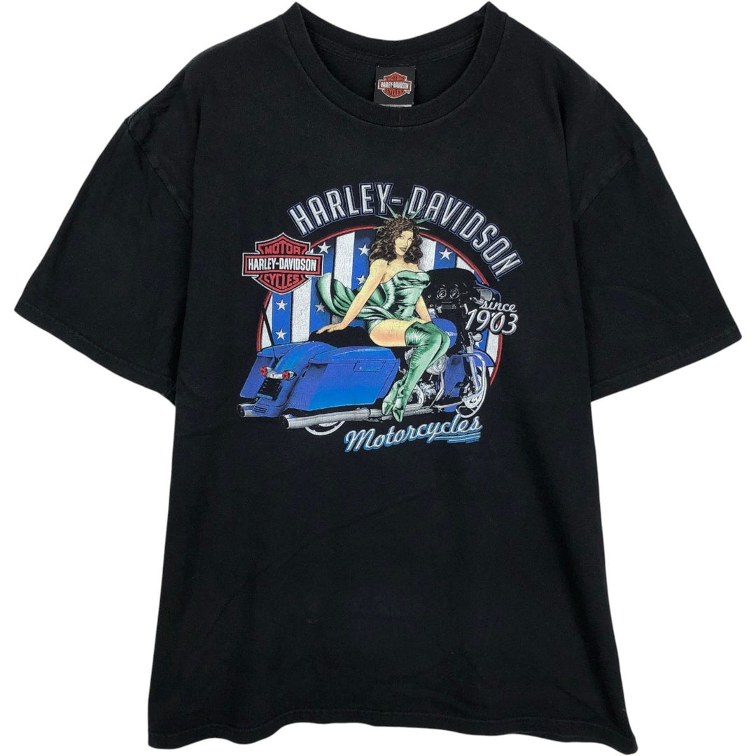 Harley-Davidson Pin-up Girl Motorcycle Bike T-shirt, Men's XL cotton black type Vintage Second Hand