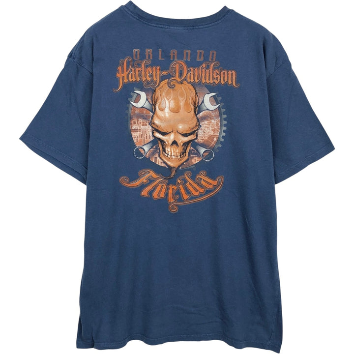 Harley-Davidson Skull Pattern Motorcycle Bike T-shirt Men's XL cotton blue type Vintage Second Hand