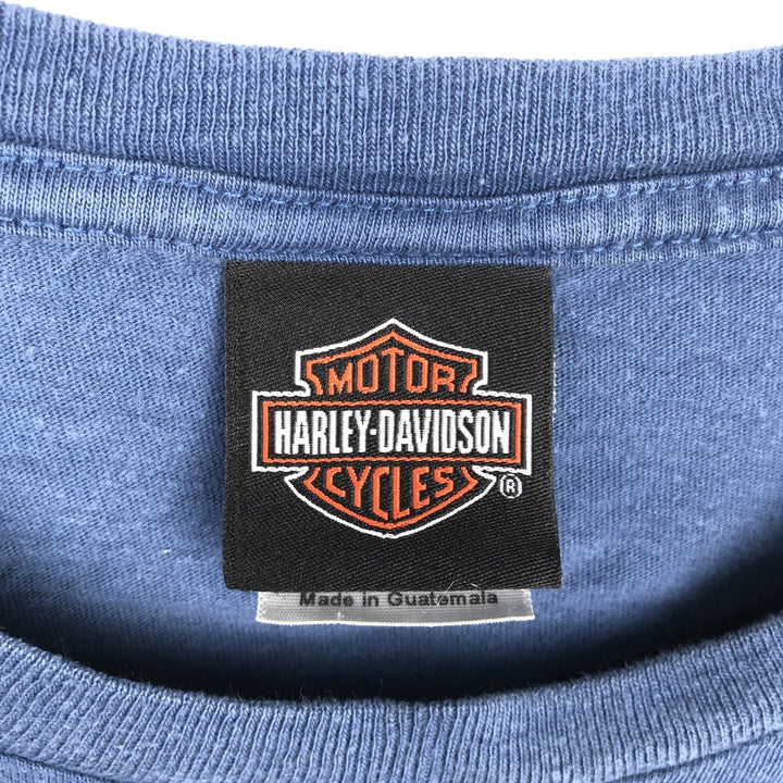 Harley-Davidson Skull Pattern Motorcycle Bike T-shirt Men's XL cotton blue type Vintage Second Hand
