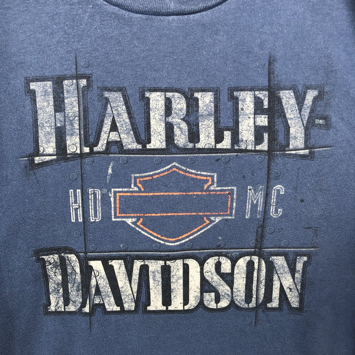Harley-Davidson Skull Pattern Motorcycle Bike T-shirt Men's XL cotton blue type Vintage Second Hand