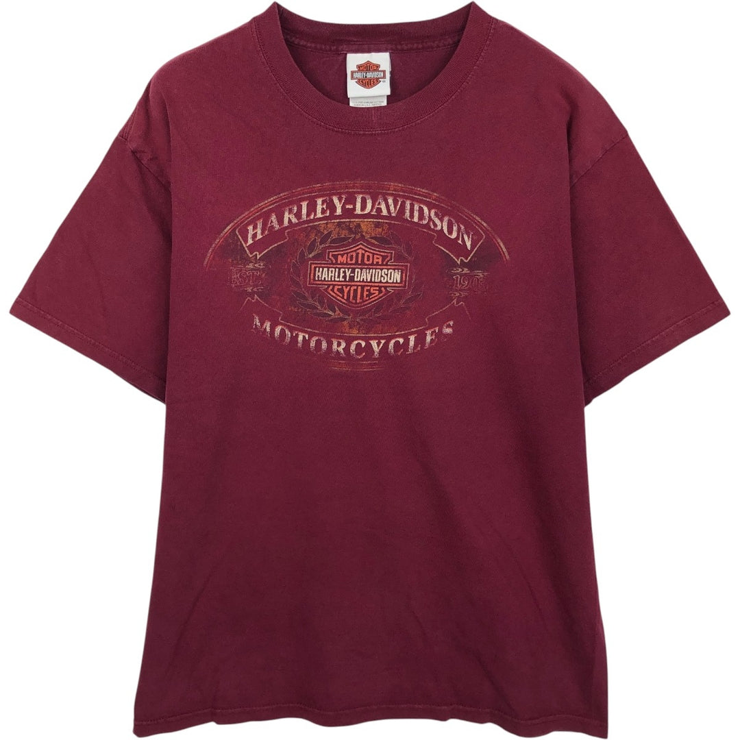 Harley-Davidson Stars and Stripes Motorcycle Bike T-Shirt Made in USA Men's L size cotton burgundy type Vintage Second Hand