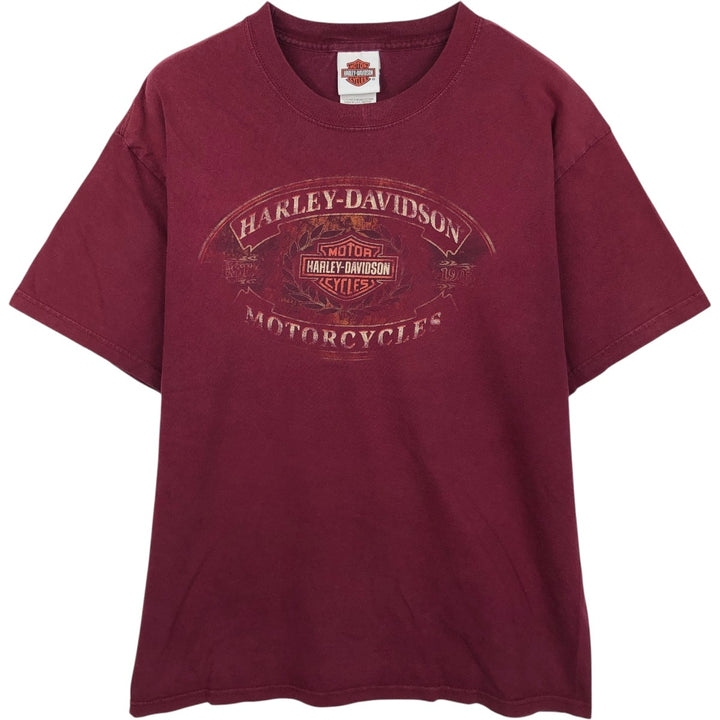 Harley-Davidson Stars and Stripes Motorcycle Bike T-Shirt Made in USA Men's L size cotton burgundy type Vintage Second Hand