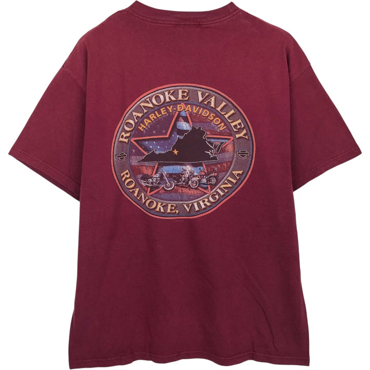 Harley-Davidson Stars and Stripes Motorcycle Bike T-Shirt Made in USA Men's L size cotton burgundy type Vintage Second Hand