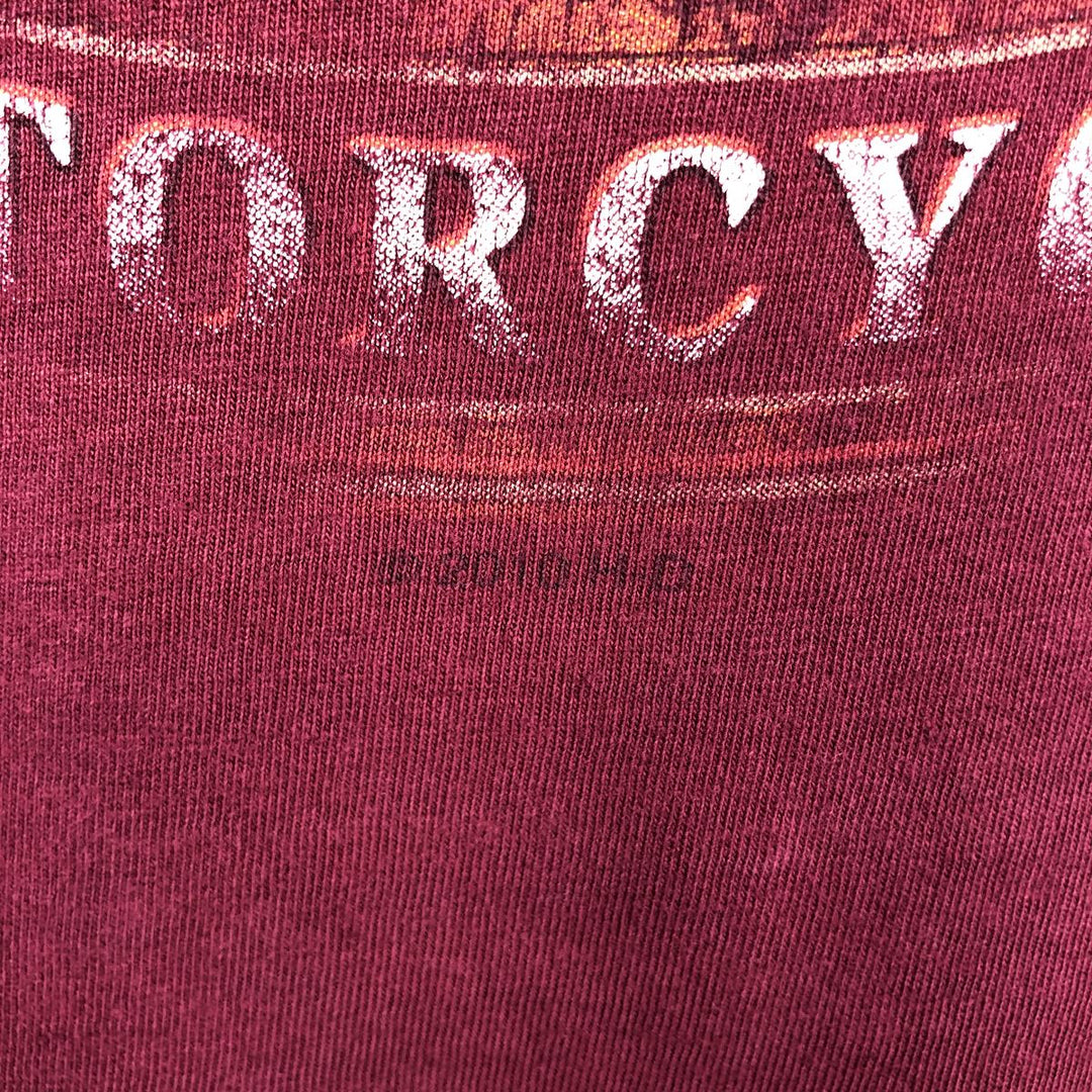 Harley-Davidson Stars and Stripes Motorcycle Bike T-Shirt Made in USA Men's L size cotton burgundy type Vintage Second Hand
