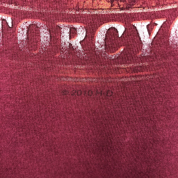 Harley-Davidson Stars and Stripes Motorcycle Bike T-Shirt Made in USA Men's L size cotton burgundy type Vintage Second Hand