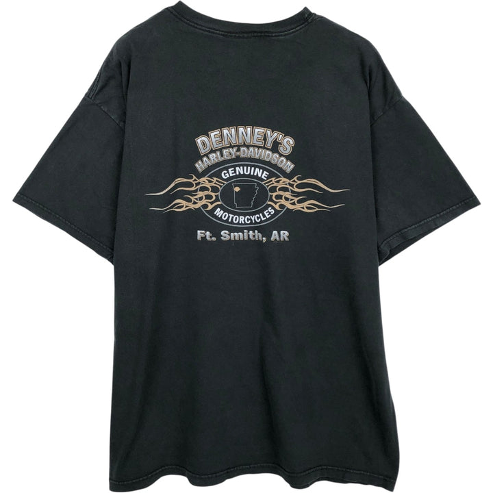 00'S Harley-Davidson Fire Pattern Motorcycle Bike T-Shirt Made in USA Men's XL cotton black type Vintage Second Hand
