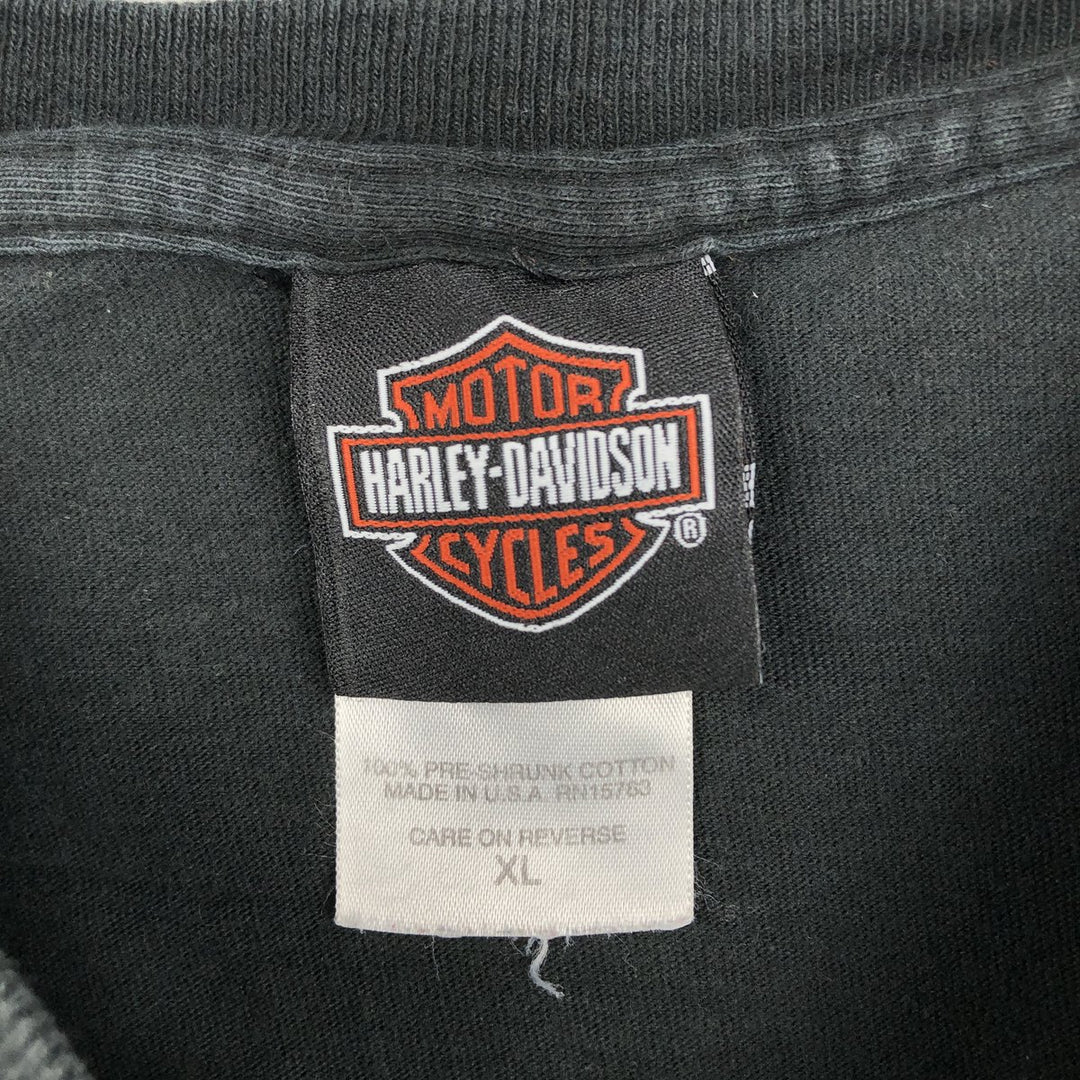 00'S Harley-Davidson Fire Pattern Motorcycle Bike T-Shirt Made in USA Men's XL cotton black type Vintage Second Hand