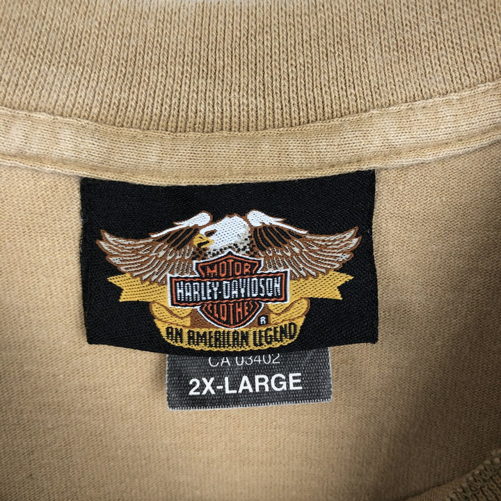 Harley-Davidson Eagle Pattern Motorcycle Bike T-shirt Made in USA Men's XXL cotton Beige type Vintage Second Hand