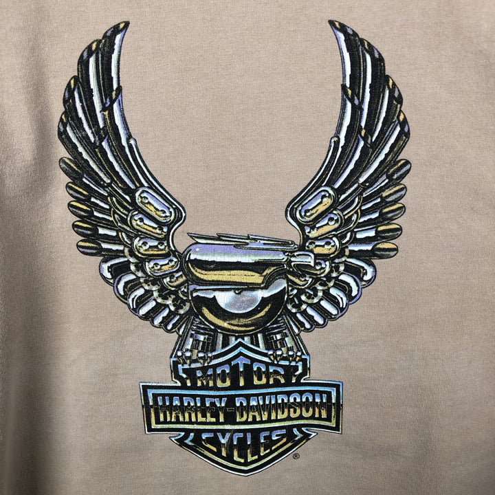 Harley-Davidson Eagle Pattern Motorcycle Bike T-shirt Made in USA Men's XXL cotton Beige type Vintage Second Hand
