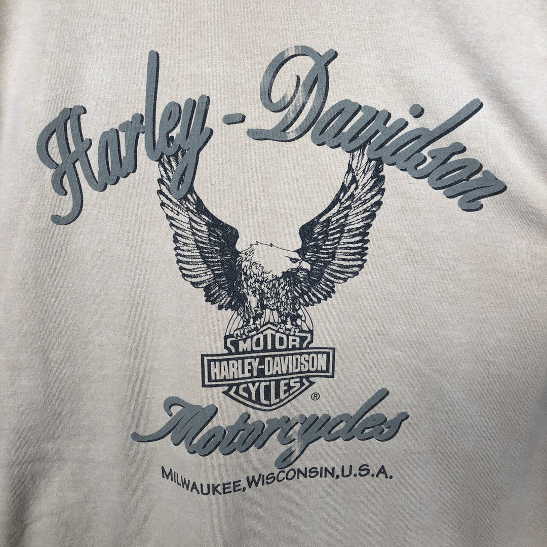 Harley-Davidson Eagle Pattern Motorcycle Bike T-shirt Made in USA Men's XXL cotton Beige type Vintage Second Hand