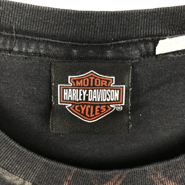 Harley-Davidson Skull Pattern All-Over Print Skull Wing Motorcycle Bike T-Shirt, Men's Size XL (approx.) cotton black type Vintage Second Hand