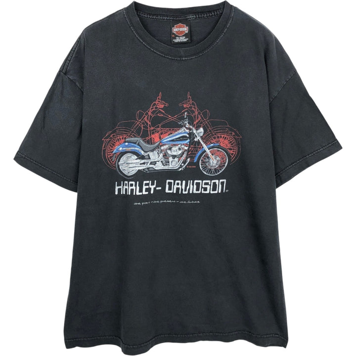 00'S Harley-Davidson Motorcycle Bike T-shirt Men's XL size cotton black type Vintage Second Hand