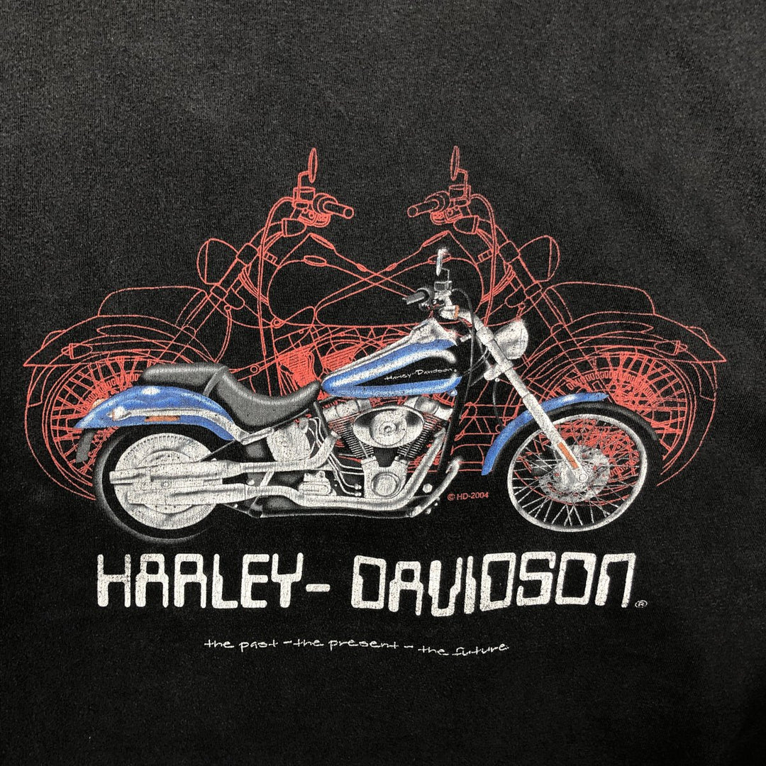 00'S Harley-Davidson Motorcycle Bike T-shirt Men's XL size cotton black type Vintage Second Hand