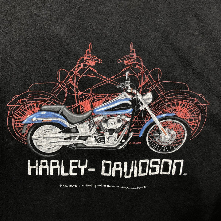 00'S Harley-Davidson Motorcycle Bike T-shirt Men's XL size cotton black type Vintage Second Hand