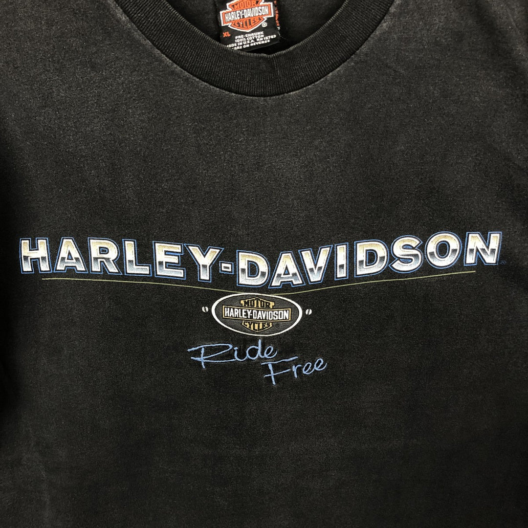Harley-Davidson Motorcycle Bike T-shirt Made in USA Men's XL cotton black type Vintage Second Hand