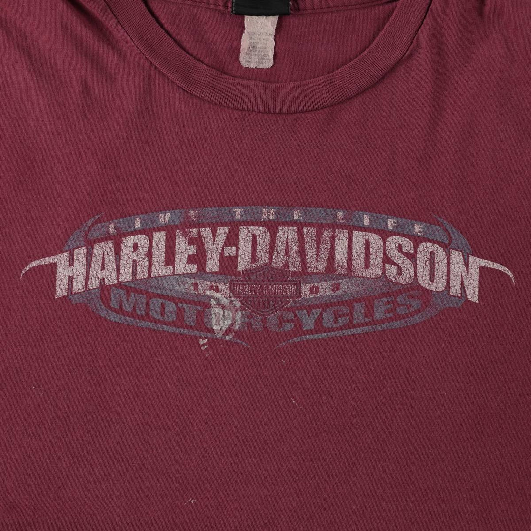 Harley-Davidson Motorcycle Bike T-shirt, Men's XL size cotton Red type red-purple Vintage Second Hand