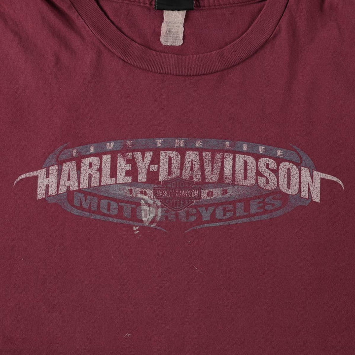 Harley-Davidson Motorcycle Bike T-shirt, Men's XL size cotton Red type red-purple Vintage Second Hand