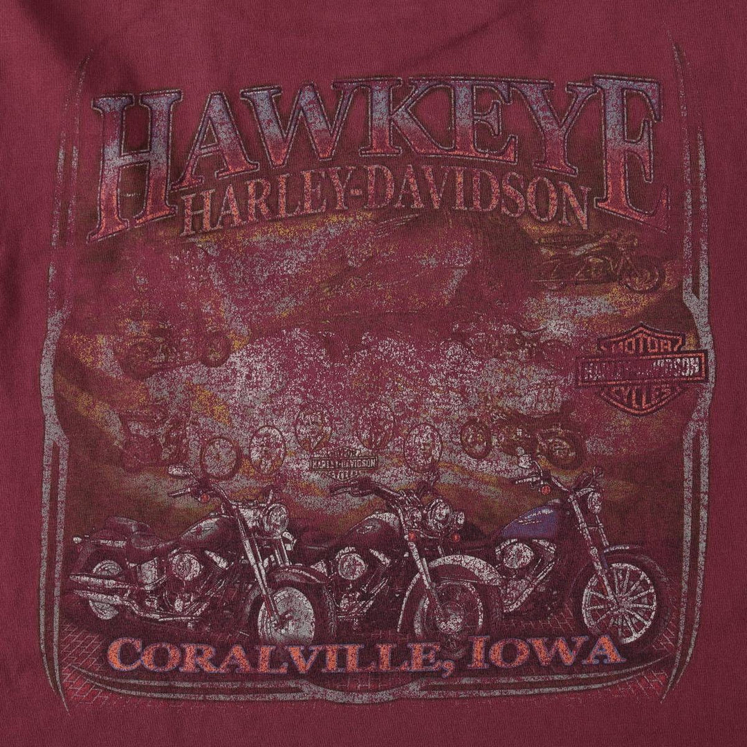 Harley-Davidson Motorcycle Bike T-shirt, Men's XL size cotton Red type red-purple Vintage Second Hand
