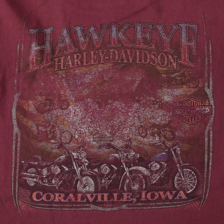 Harley-Davidson Motorcycle Bike T-shirt, Men's XL size cotton Red type red-purple Vintage Second Hand