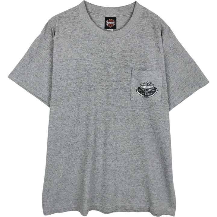 Harley-Davidson Snake Pattern Python Motorcycle T-Shirt, Made in USA, Men's XL (approx.) cotton gray type Vintage Second Hand