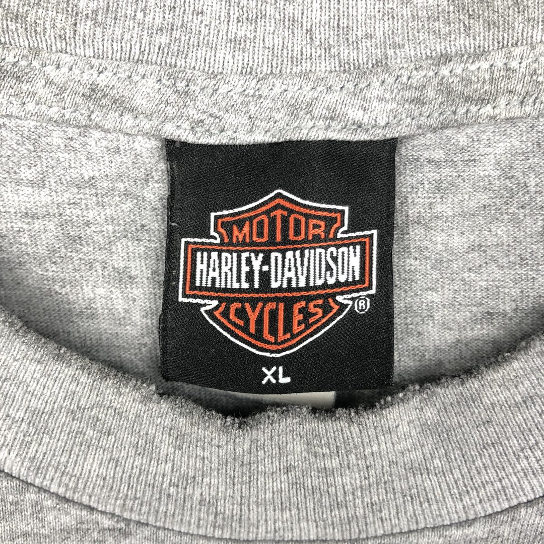 Harley-Davidson Snake Pattern Python Motorcycle T-Shirt, Made in USA, Men's XL (approx.) cotton gray type Vintage Second Hand