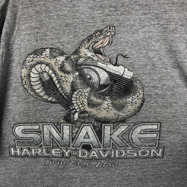 Harley-Davidson Snake Pattern Python Motorcycle T-Shirt, Made in USA, Men's XL (approx.) cotton gray type Vintage Second Hand