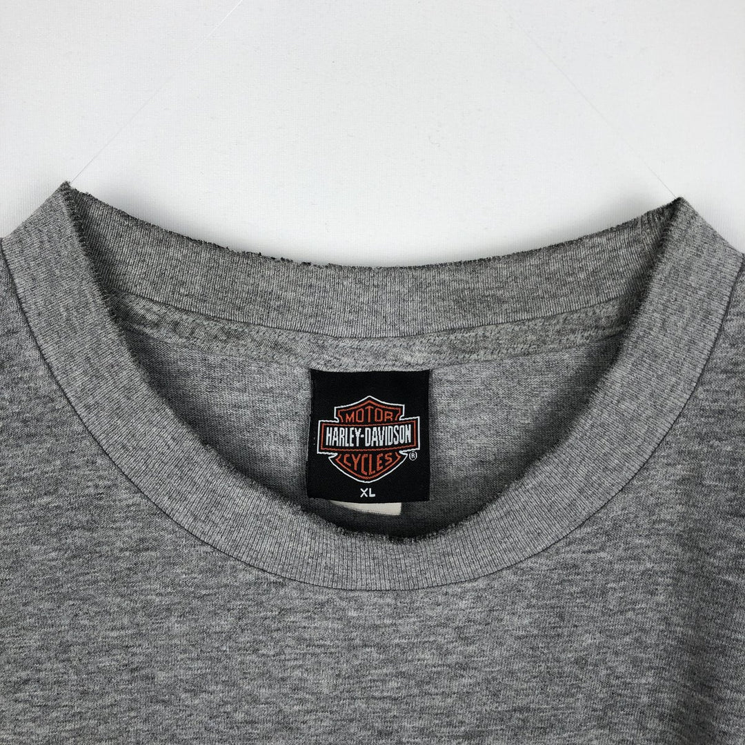 Harley-Davidson Snake Pattern Python Motorcycle T-Shirt, Made in USA, Men's XL (approx.) cotton gray type Vintage Second Hand