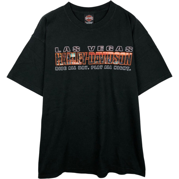 00'S Harley-Davidson Motorcycle Bike T-shirt Men's XL size cotton black type Vintage Second Hand