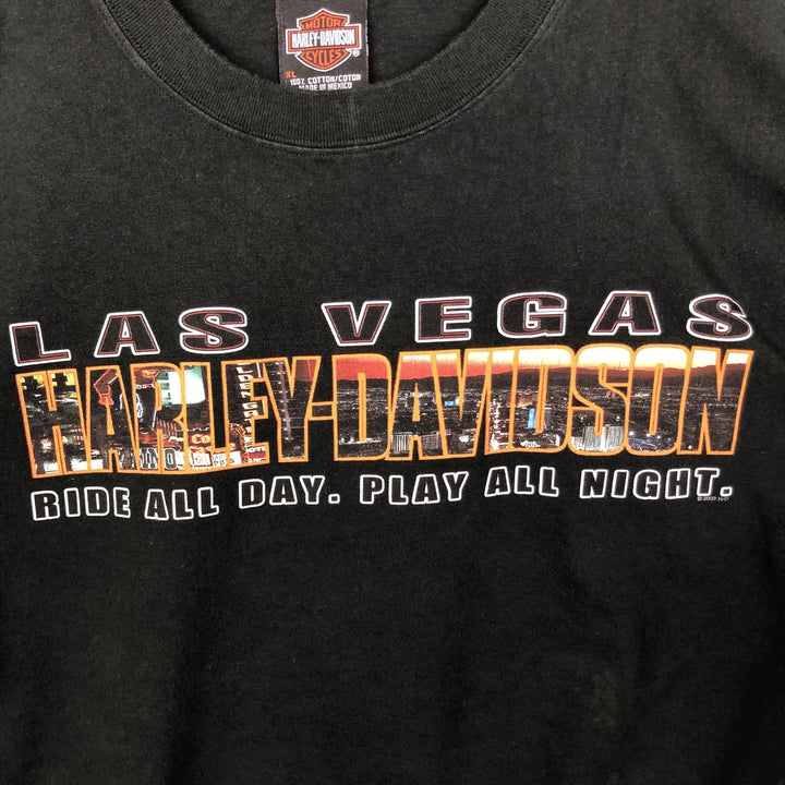 00'S Harley-Davidson Motorcycle Bike T-shirt Men's XL size cotton black type Vintage Second Hand
