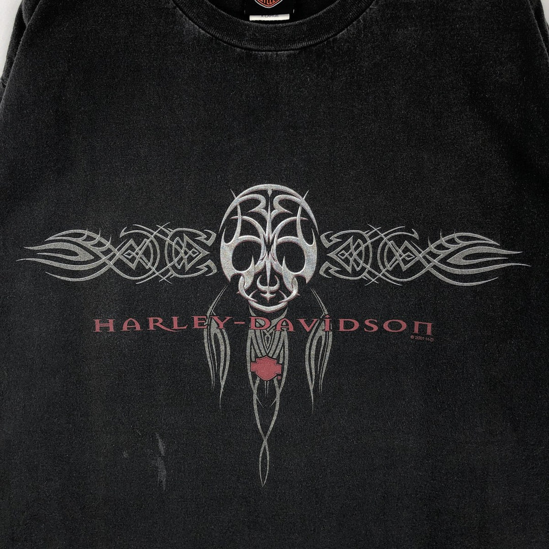 2000'S Harley-Davidson Eagle Pattern Tribal Motorcycle T-Shirt, Men's Size XL (approx.) cotton black type Vintage Second Hand