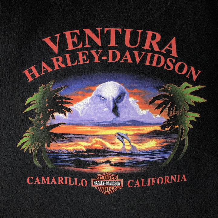 2000'S Harley-Davidson Eagle Pattern Tribal Motorcycle T-Shirt, Men's Size XL (approx.) cotton black type Vintage Second Hand