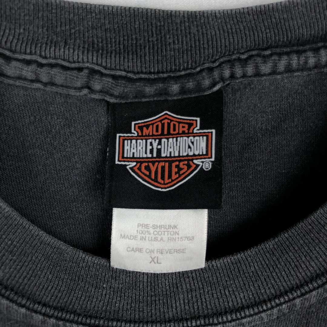 2000'S Harley-Davidson American flag and crocodile pattern motorcycle t-shirt, made in USA, men's size XL equivalent. cotton black type Vintage Second Hand