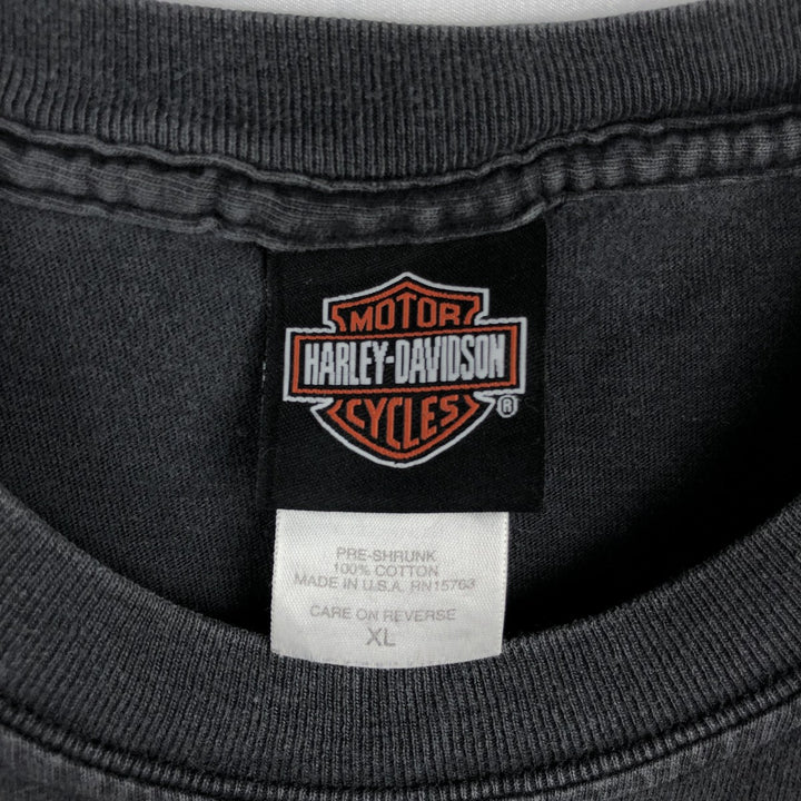 2000'S Harley-Davidson American flag and crocodile pattern motorcycle t-shirt, made in USA, men's size XL equivalent. cotton black type Vintage Second Hand