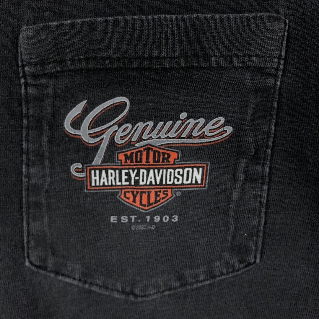 00'S Harley-Davidson Motorcycle Bike T-shirt Men's XL size unclear black type Vintage Second Hand