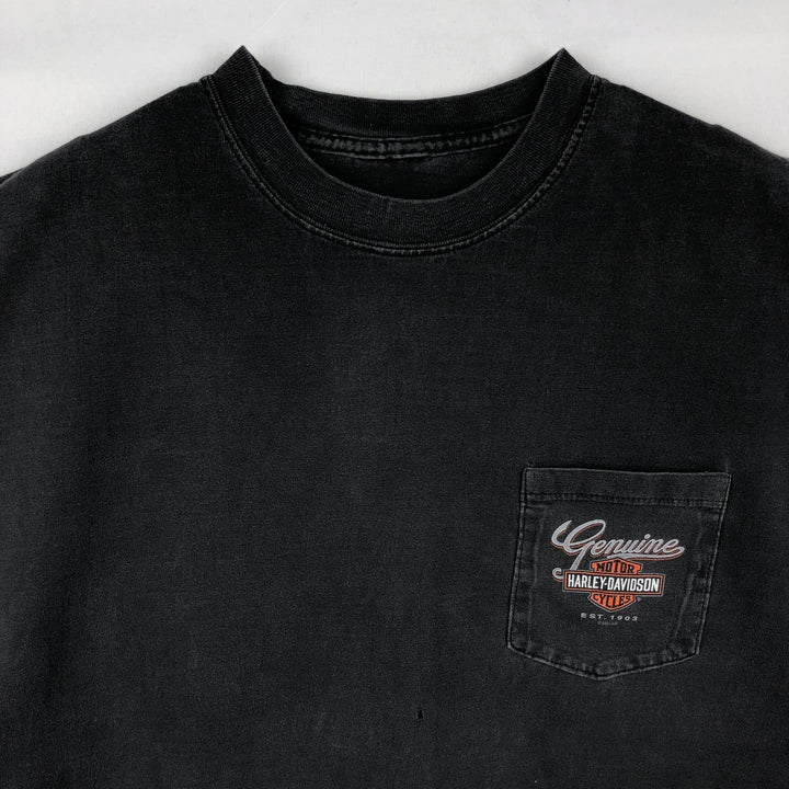 00'S Harley-Davidson Motorcycle Bike T-shirt Men's XL size unclear black type Vintage Second Hand