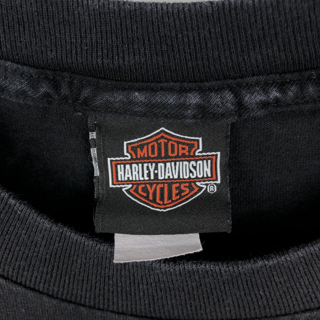 Harley-Davidson Skull Pattern Cat Pattern Motorcycle T-Shirt Men's Size L (approx.) cotton black type Vintage Second Hand
