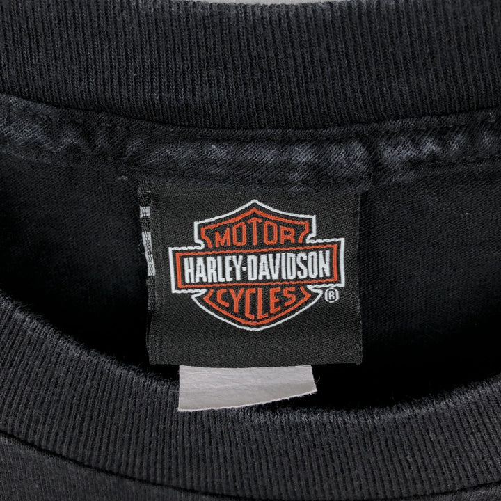Harley-Davidson Skull Pattern Cat Pattern Motorcycle T-Shirt Men's Size L (approx.) cotton black type Vintage Second Hand