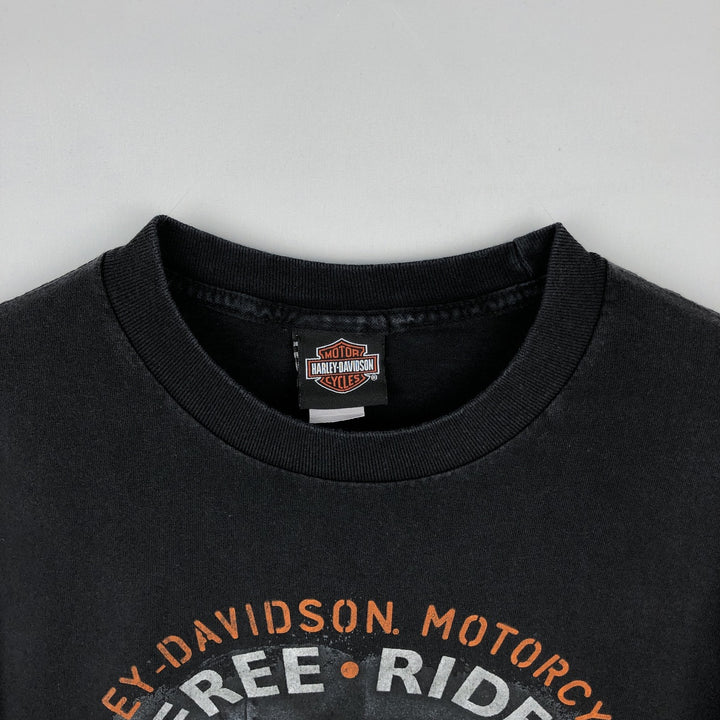 Harley-Davidson Skull Pattern Cat Pattern Motorcycle T-Shirt Men's Size L (approx.) cotton black type Vintage Second Hand