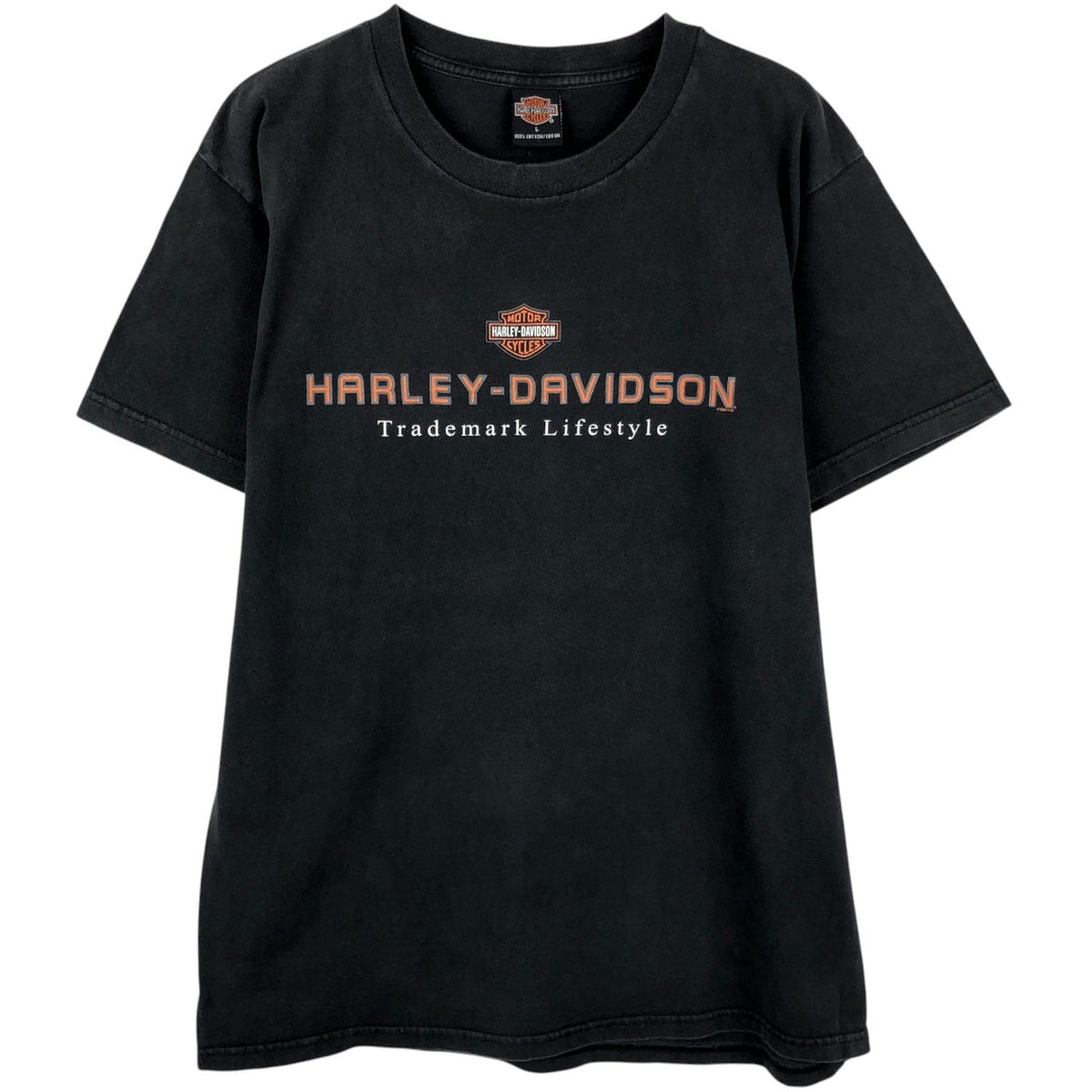 00'S Harley-Davidson Motorcycle Bike T-shirt Made in USA Men's L size cotton black type Vintage Second Hand